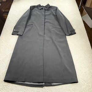 Michael Michael Kors Trench Coat Women's 16 Black Longline Matrix Goth Sleek